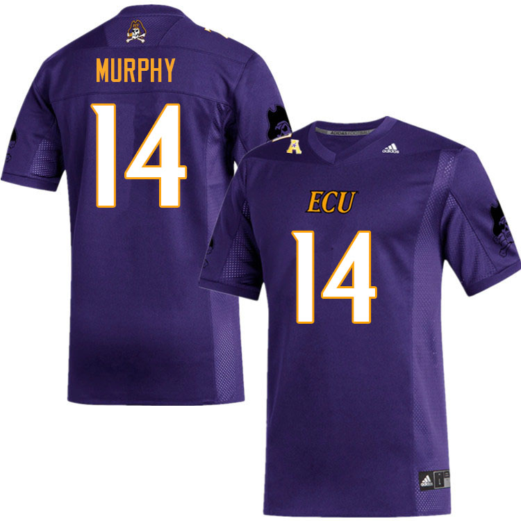 Men #14 Josh Murphy ECU Pirates College Football Jerseys Sale-Purple - Click Image to Close
